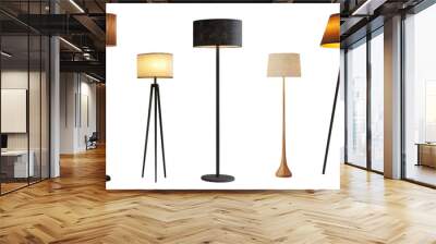 Set of modern cozy floor lamp on transparent background. Wall mural