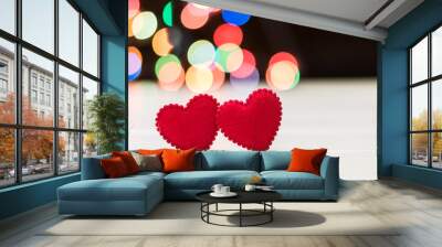 red heart on old wooden and space for text,valentine day Wall mural