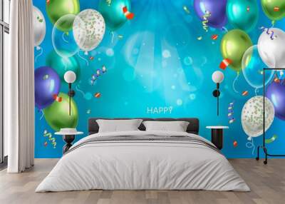 Happy birthday background with balloons. Wall mural