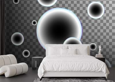 Realistic soap bubbles with rainbow reflection set isolated vector illustration Wall mural