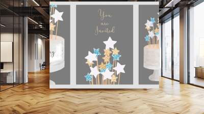 Set of birthday greeting cards design. Wall mural