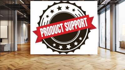 PRODUCT SUPPORT text on red brown ribbon stamp. Wall mural