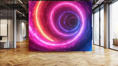 Abstract Neon Lights Swirling in a Spiral Pattern Wall mural