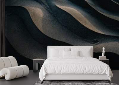 Close-up of Wavy Black Sand Dune Texture Wall mural