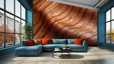 Close-up of Wavy Brown Wood Grain Wall mural