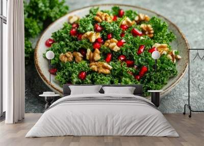 Kale Salad with Pomegranate Seeds and Walnuts Wall mural