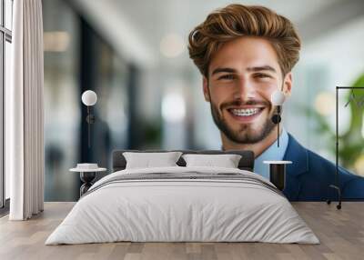 Portrait of a Smiling Businessman with Braces Wall mural