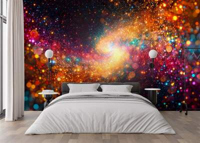 Glitter abstract background of multi colored particles in the form of a spiral golden ratio Wall mural