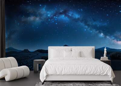 Panoramic landscape of the vast night sky, studded with countless stars, milky way Wall mural