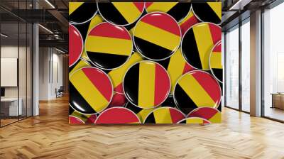 3D rendering of Belgia flag pins on a wooden table for politics, support and nationalism Wall mural