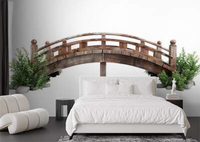 photo of a garden bridge isolated on a white background. Wall mural