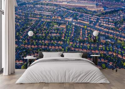 Birdseye view of city streets with trees Wall mural