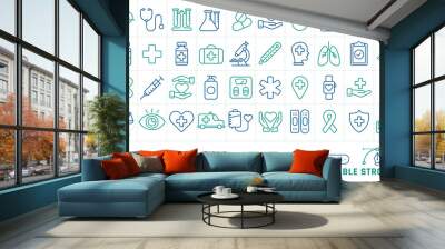 medicine and health line icons set. suitable for banner, mobile application, website. editable strok Wall mural