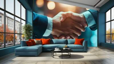 Businessmen making handshakes with partners, greeting, dealing, merger and acquisition, business cooperation concept, for business, finance and investment background, teamwork and successful business. Wall mural