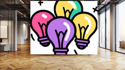 Colorful Light Bulbs Vector Illustration Wall mural