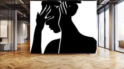 Headache Silhouette Icon Wall mural