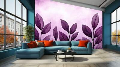 Purple Leaf Pattern Design on Soft Background Wall mural