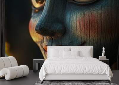 Whimsical Wooden Puppet with Luminous Background Wall mural