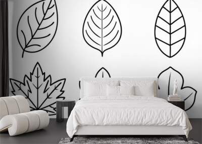 Leaves Clipart Line Art Wall mural