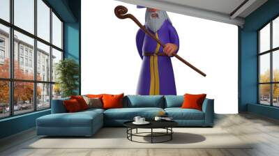 3D Witch Cartoon Picture holding a magic stick Wall mural