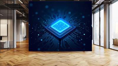 blue circuit board Wall mural