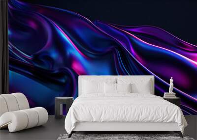 blue purple chrome mass against black background Wall mural