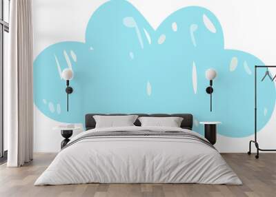 Hand drawn cloud in kids drawing style clip art Wall mural