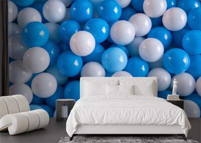 White and blue plastic balls selected for a ball pit Wall mural