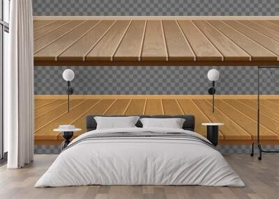 Realistic wooden floor on transparent background Wall mural