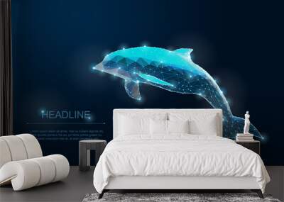 Polygonal dolphin. Save the Planet. Ocean Life. Clean Water. Wildlife. Wall mural