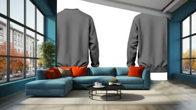 front and back view of Blank gray hoodie mockup Wall mural