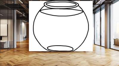 fish bowl / cartoon vector and illustration, black and white, hand drawn, sketch style, isolated on white background. Wall mural