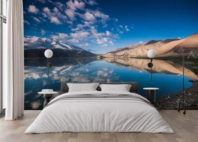 Stunning landscape reflection of Karakul lake in Xinjiang, China. Wall mural