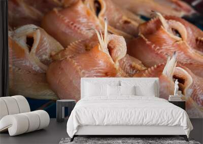 Dried fish, Dried striped snakehead fish. Wall mural