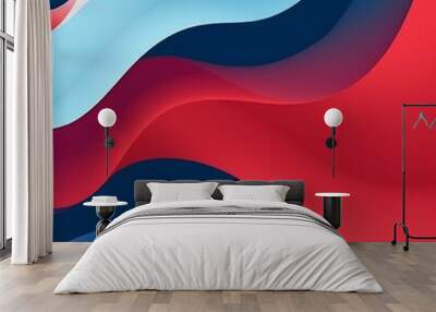 Abstract elegant background design with space for your text. Corporate concept red blue white illustration. Wavy shapes.  Wall mural