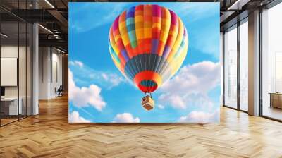 Hot air balloon. Sky background.  Wall mural