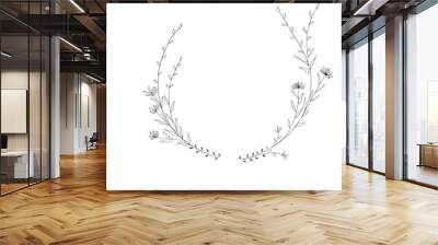 Minimal Line Wreath Illustration Wall mural