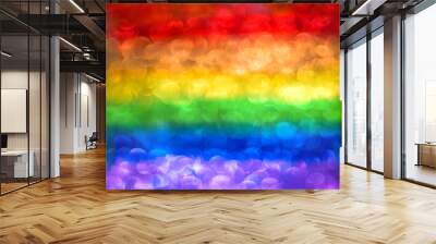 Blurred abstract rainbow background from multicolored bokeh. Lgbt flag Wall mural