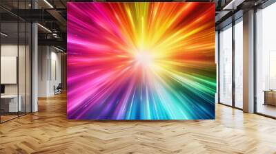 flash rainbow abstract colorful background design. multi-colored stripes and lines in perspective an Wall mural