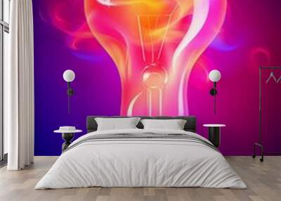 Lightbulb electric energy concept advertising poster. Electrical lamp symbol on bright background. Brainstorm sign. Light bulb creative idea banner. Raster bitmap digital illustration. AI artwork.  Wall mural