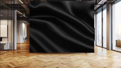 Smooth elegant black silk or satin texture as abstract background. Luxurious background design Wall mural