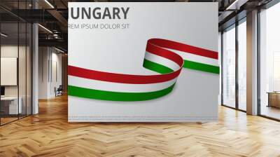 Flag of Hungary background. Hungarian ribbon. Card layout design. Vector illustration. Wall mural