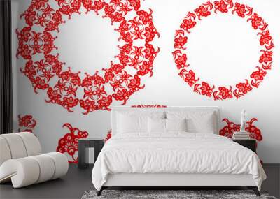 the chinese traditional paper-cut art floral ornament Wall mural