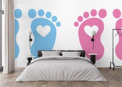 Baby foot barefoot heart icon Wall mural