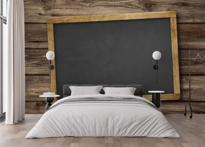 blank slate blackboard and wooden background Wall mural