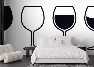 Different filled wine glasses vector icon set Wall mural