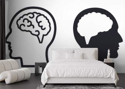 head with brain symbol vector icon Wall mural