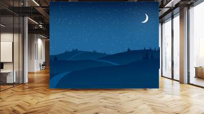 hills at night landscape flat design Wall mural