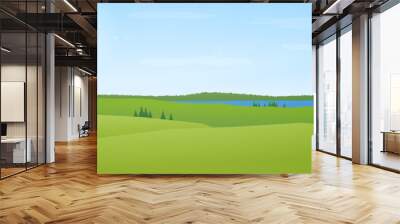 hills summer landscape flat design panorama Wall mural