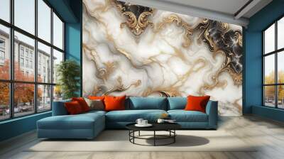 Antique golden and black marble texture background in nature design,Generative AI	 Wall mural